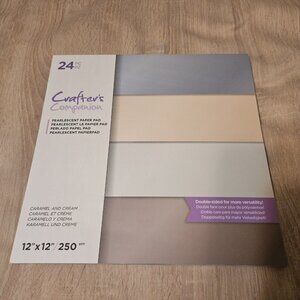 Crafters Companion Pearlescent Paper Pad Cardstovk 12x12" 250gsm Caramel Cream
